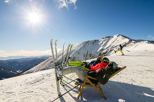 Sonne am Skilift zwischen Steiermark und Kärnten
